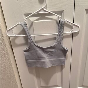 SHEIN Light Gray Ribbed Sports Bra